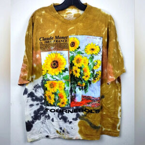 Nordstrom Graphic Tee Claude Monet Sunflower Top Unisex Tie Dye Size Large